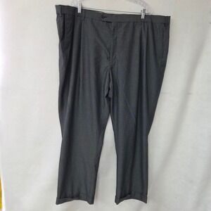 Saddlebred Pleated Dress Pants Mens 50x30 Gray Cuffed Micro Pattern Trousers